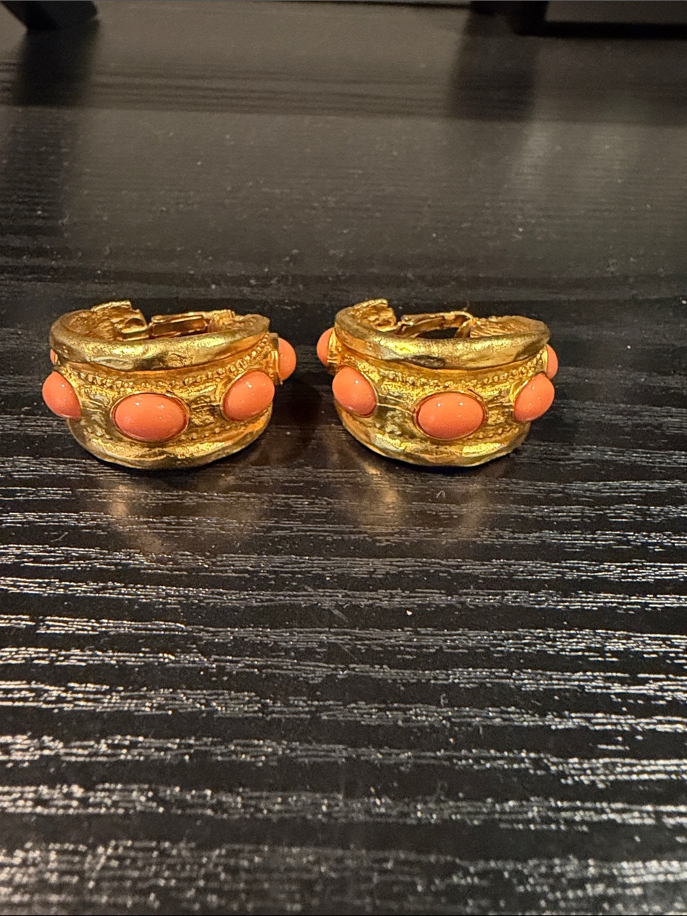 Kenneth Jay Lane Gold-Tone Hoop Earrings with Coral Accents